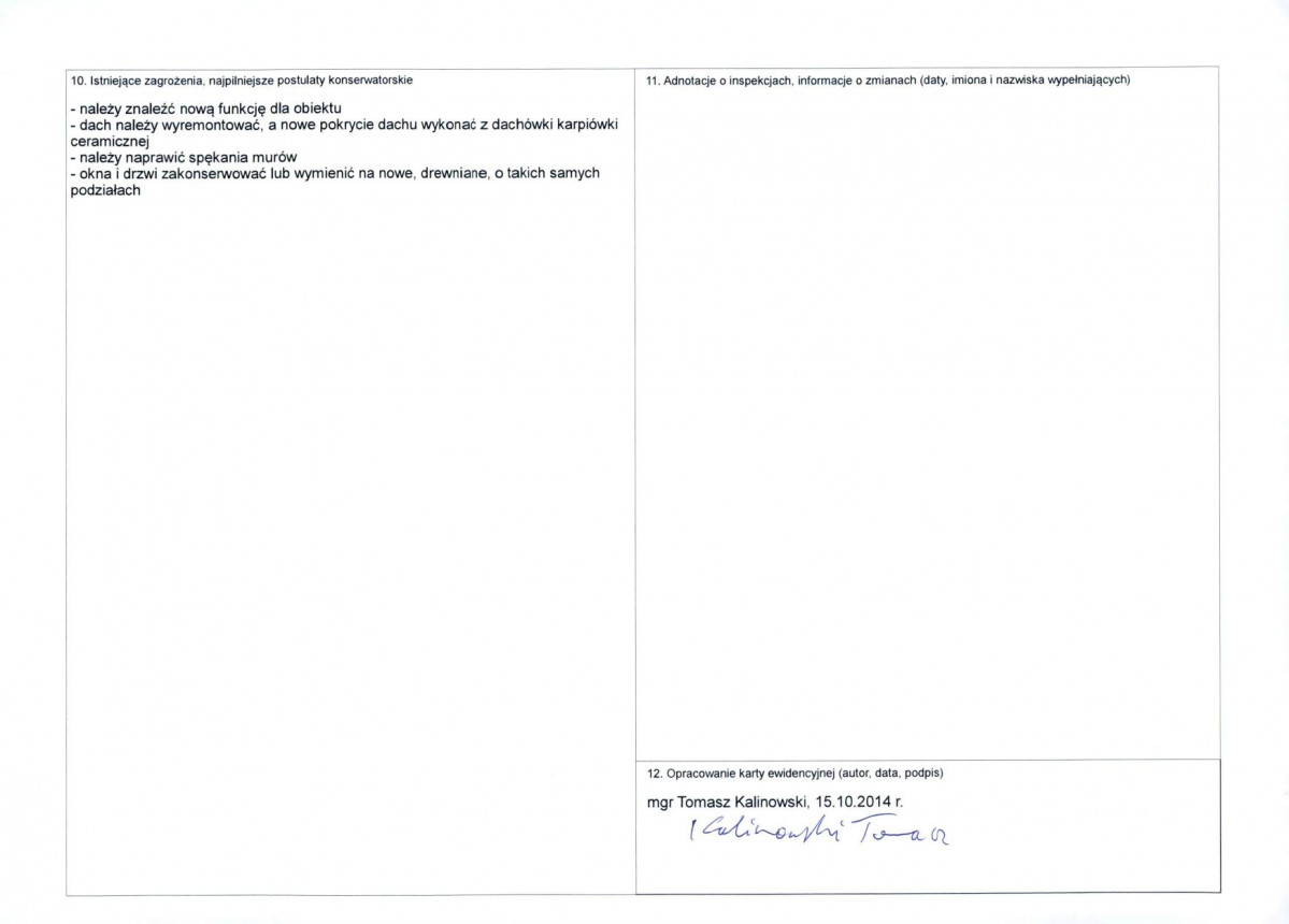 KEZN - Karta obiektu niewpisanego do rejestru, skan nr 2