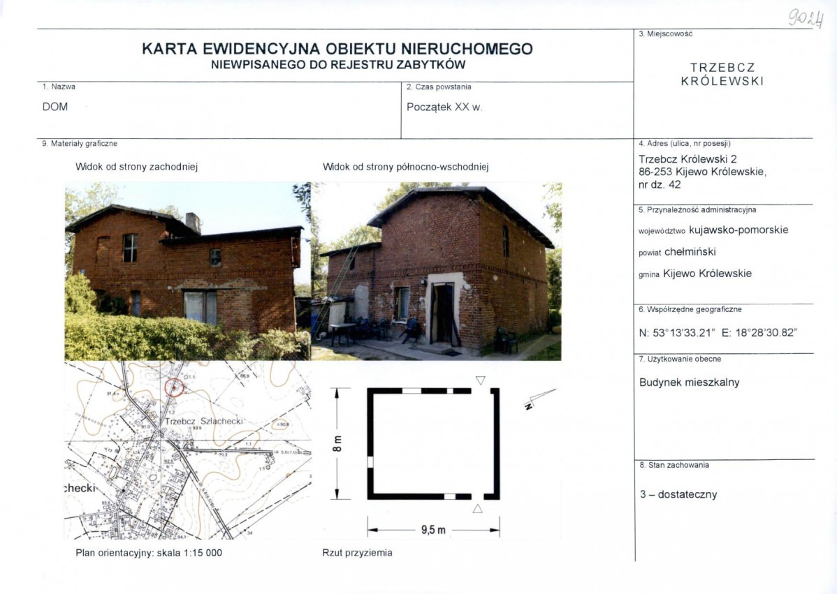 KEZN - Karta obiektu niewpisanego do rejestru, skan nr 1