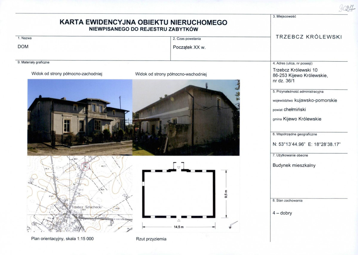 KEZN - Karta obiektu niewpisanego do rejestru, skan nr 1