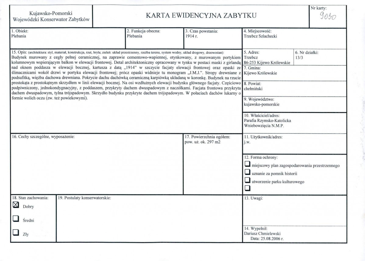 KEZN - Karta obiektu niewpisanego do rejestru, skan nr 1