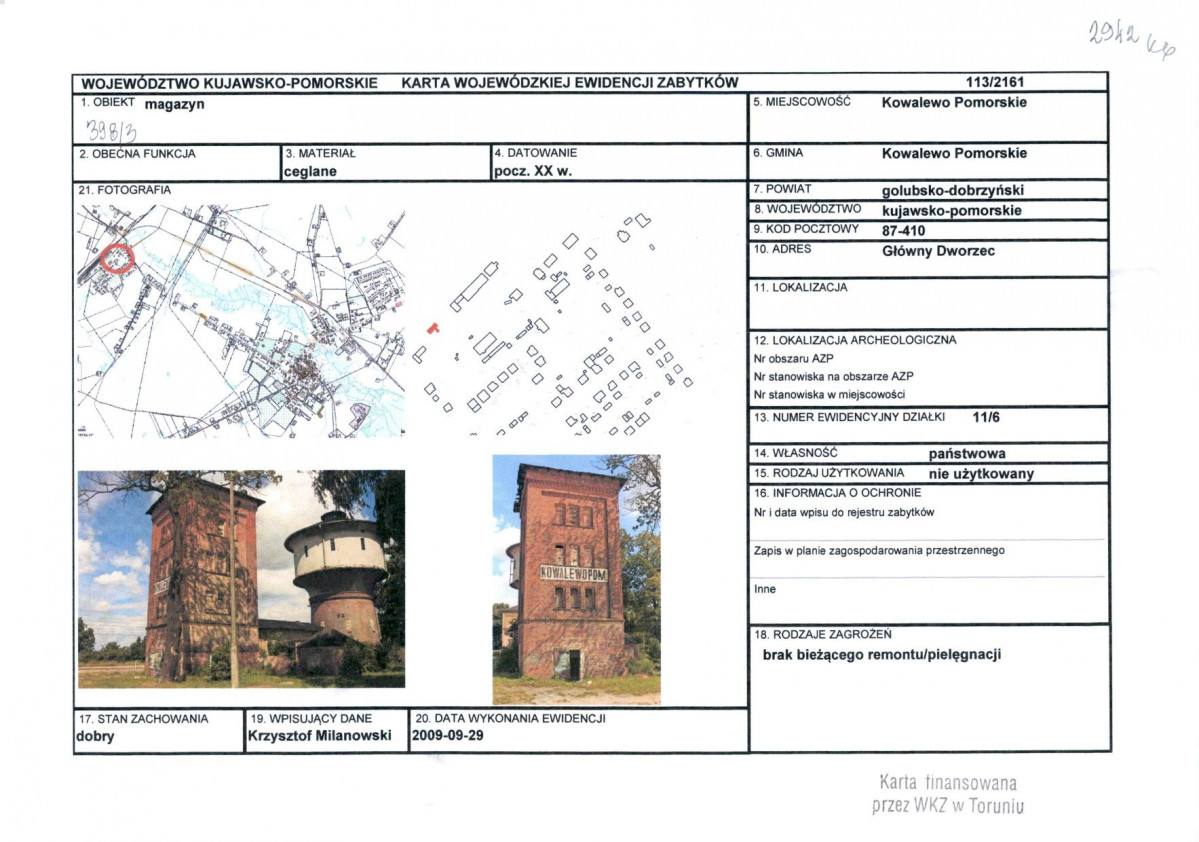 KEZN - Karta obiektu niewpisanego do rejestru, skan nr 1