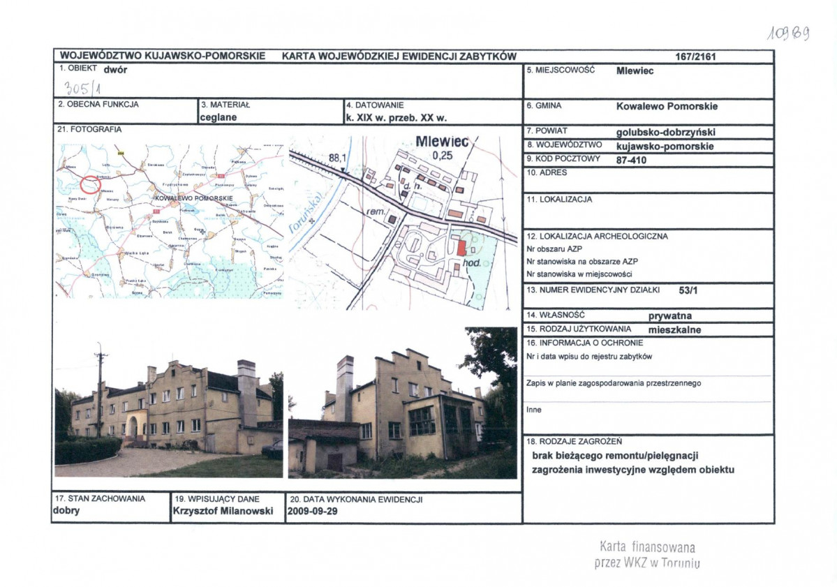 KEZN - Karta obiektu niewpisanego do rejestru, skan nr 1