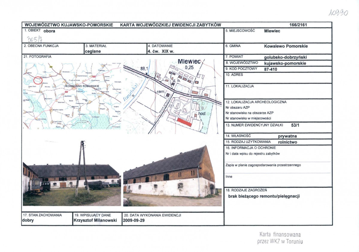 KEZN - Karta obiektu niewpisanego do rejestru, skan nr 1