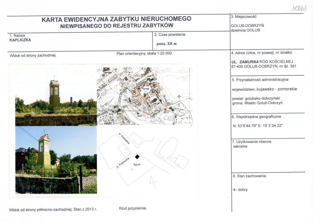 KEZN - Karta obiektu niewpisanego do rejestru, skan nr 1