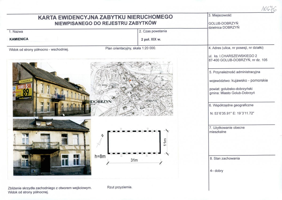 Karta obiektu niewpisanego do rejestru, skan nr 1