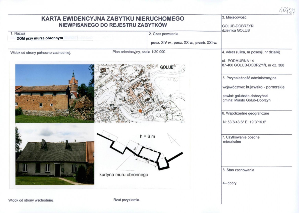 Karta obiektu niewpisanego do rejestru, skan nr 1