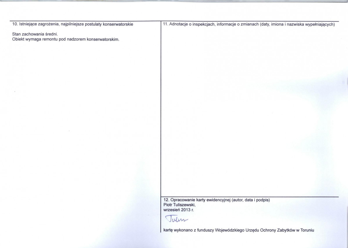 Karta obiektu niewpisanego do rejestru, skan nr 2
