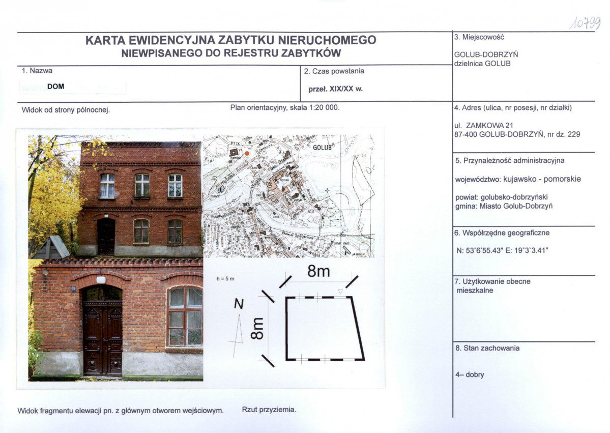 Karta obiektu niewpisanego do rejestru, skan nr 1