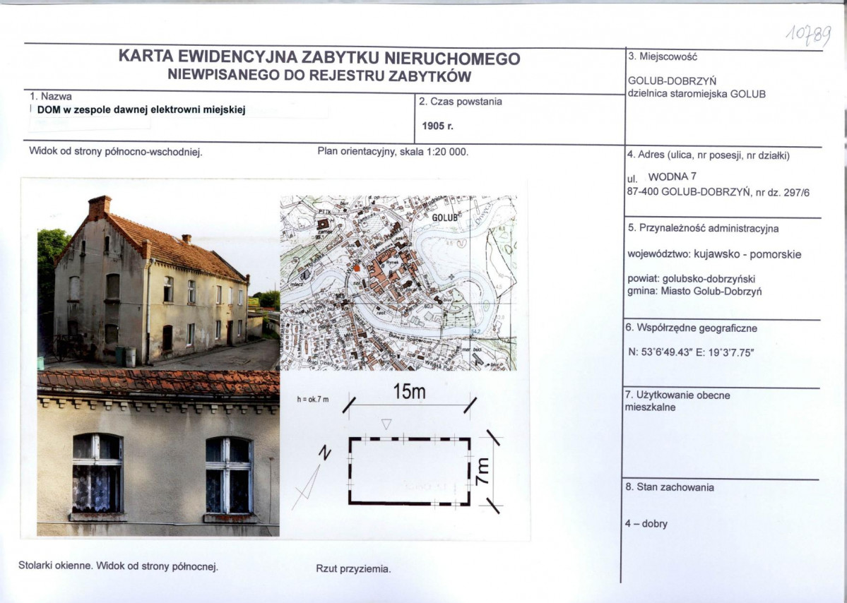 Karta obiektu niewpisanego do rejestru, skan nr 1