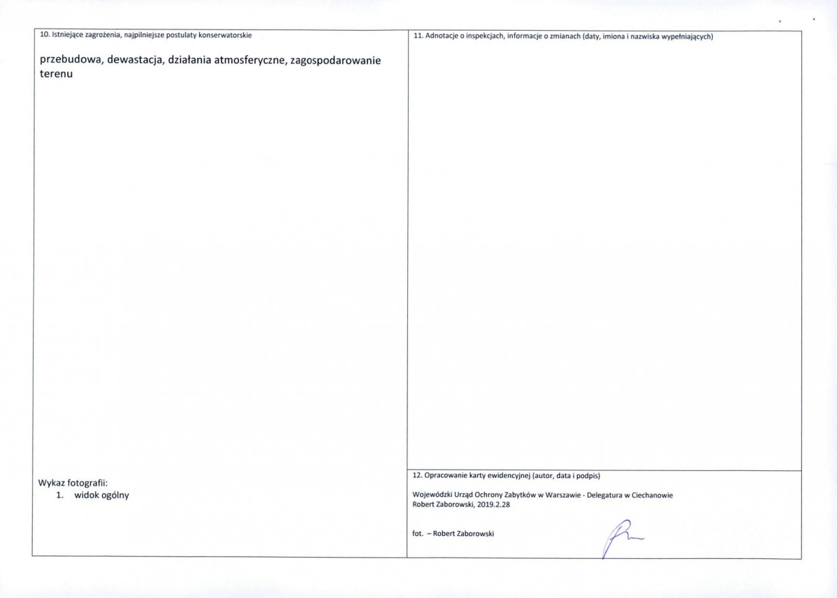 Karta obiektu niewpisanego do rejestru, skan nr 2