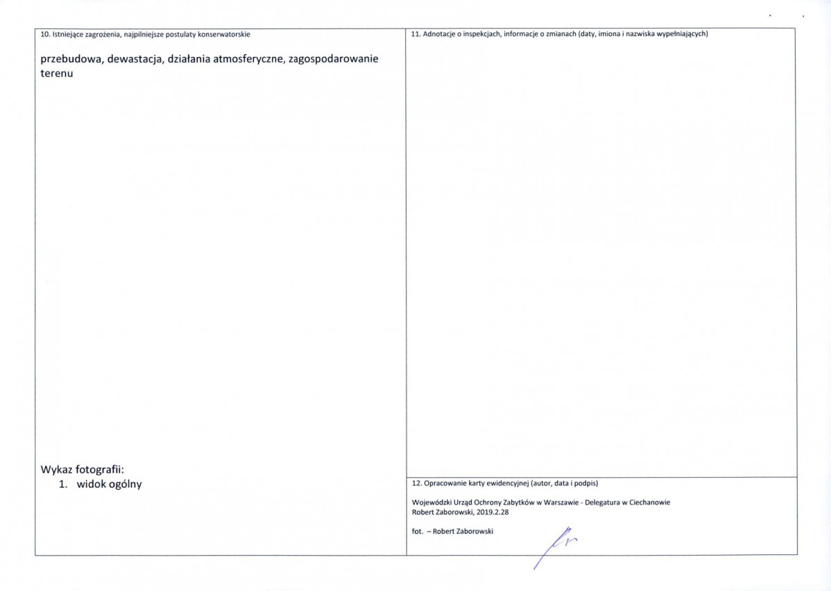 Karta obiektu niewpisanego do rejestru, skan nr 2