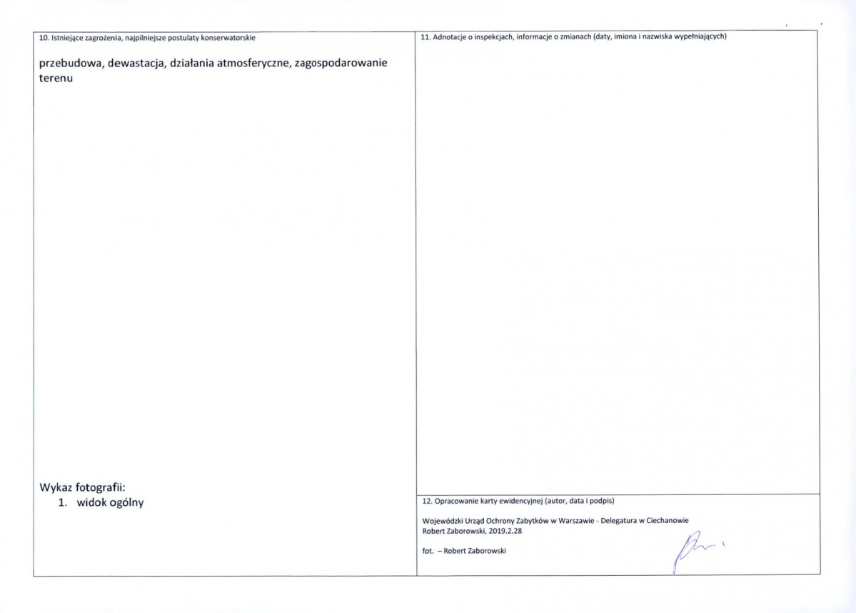 Karta obiektu niewpisanego do rejestru, skan nr 2
