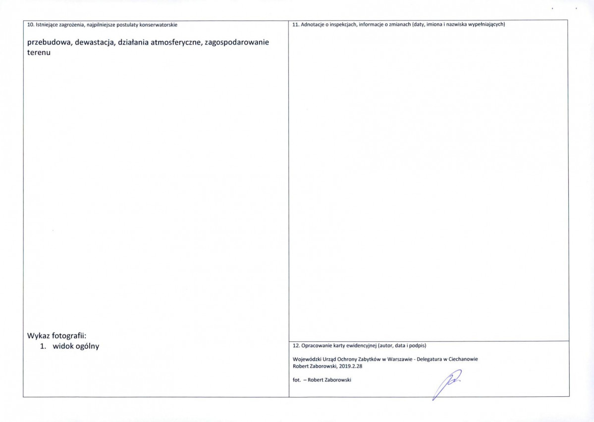Karta obiektu niewpisanego do rejestru, skan nr 2