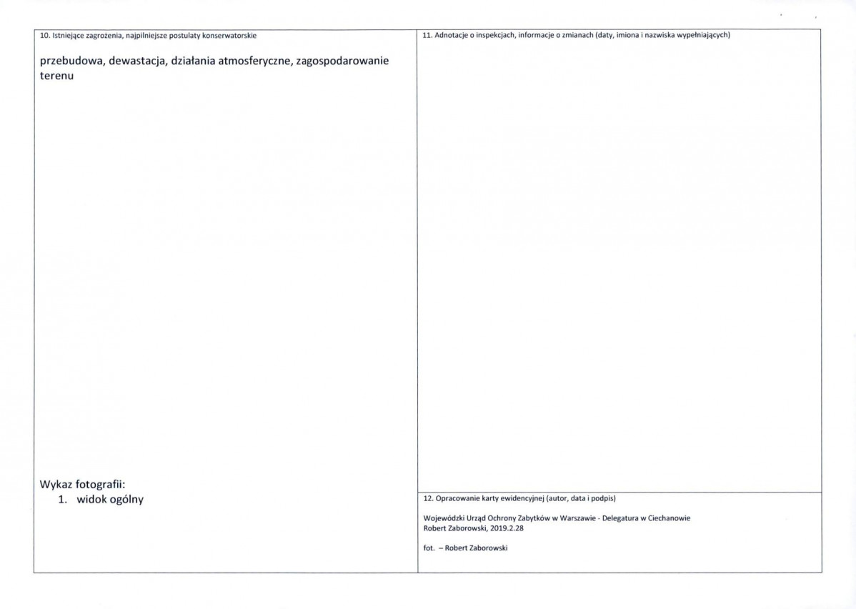 Karta obiektu niewpisanego do rejestru, skan nr 2