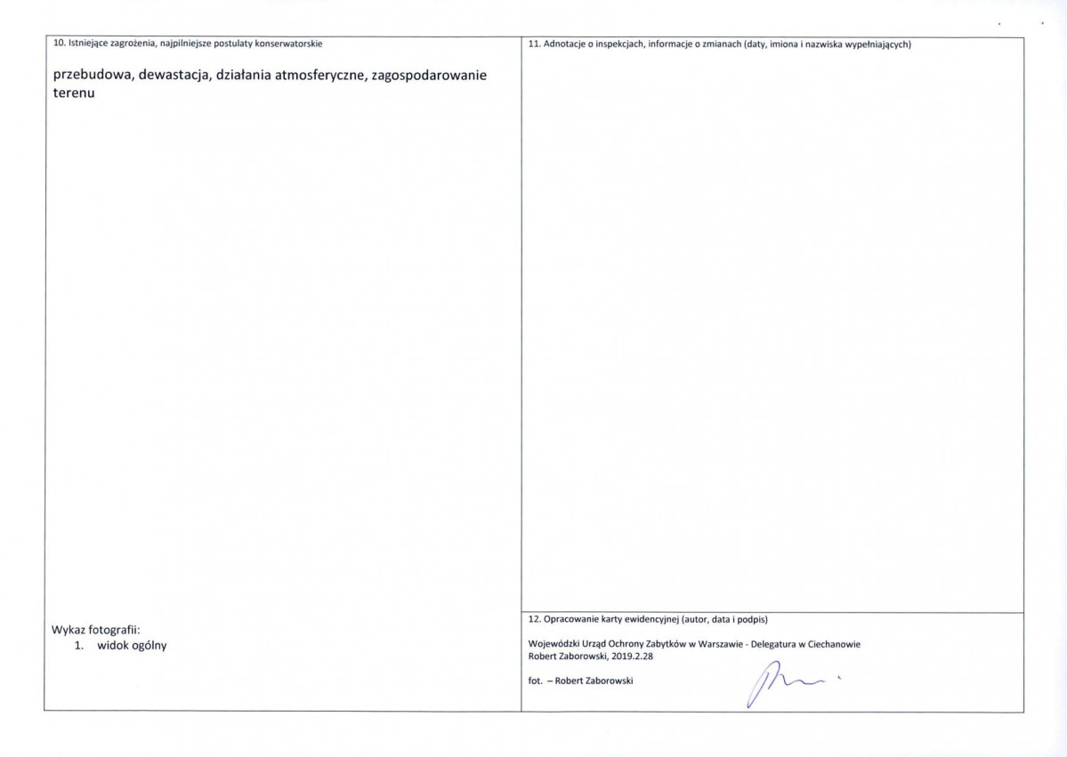 Karta obiektu niewpisanego do rejestru, skan nr 2