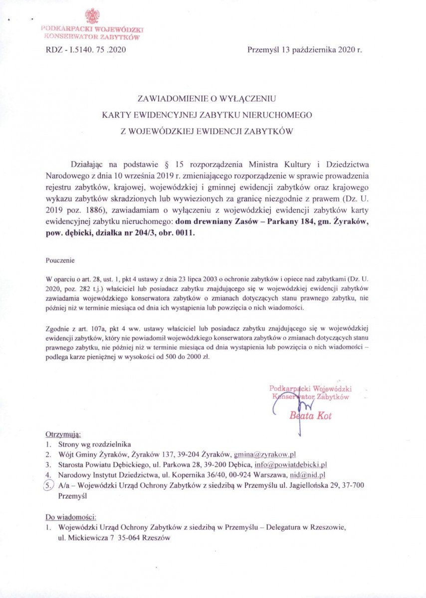 wyl - Wyłączenie z ewidencji, skan nr 1