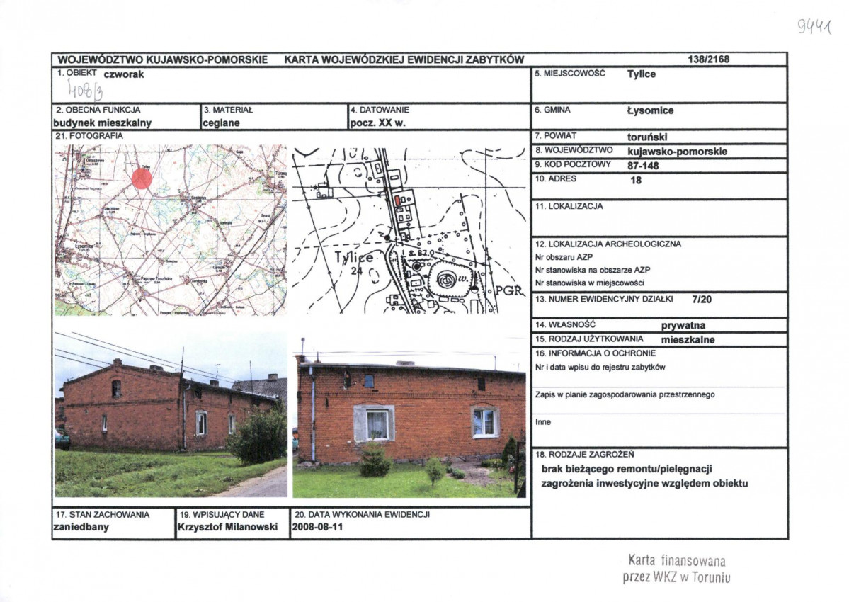 KEZN - Karta obiektu niewpisanego do rejestru, skan nr 1
