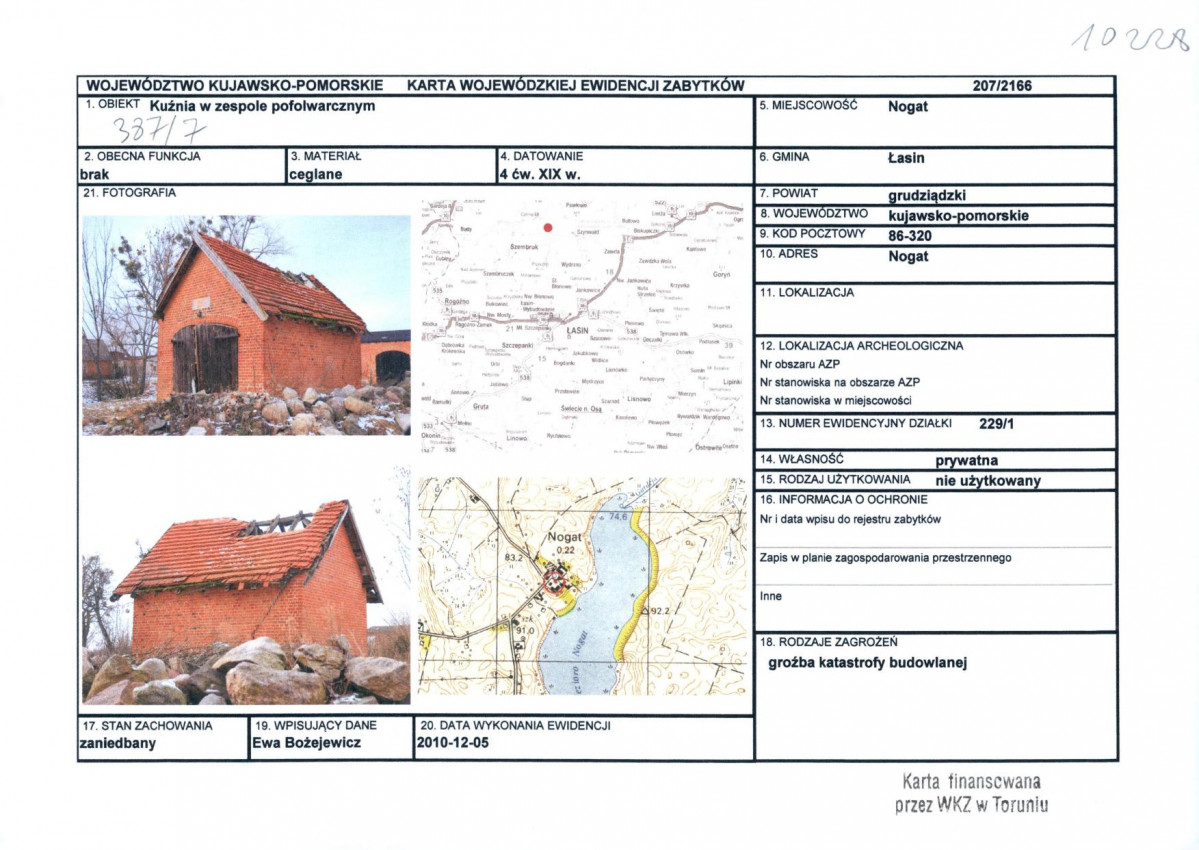 KEZN - Karta obiektu niewpisanego do rejestru, skan nr 1