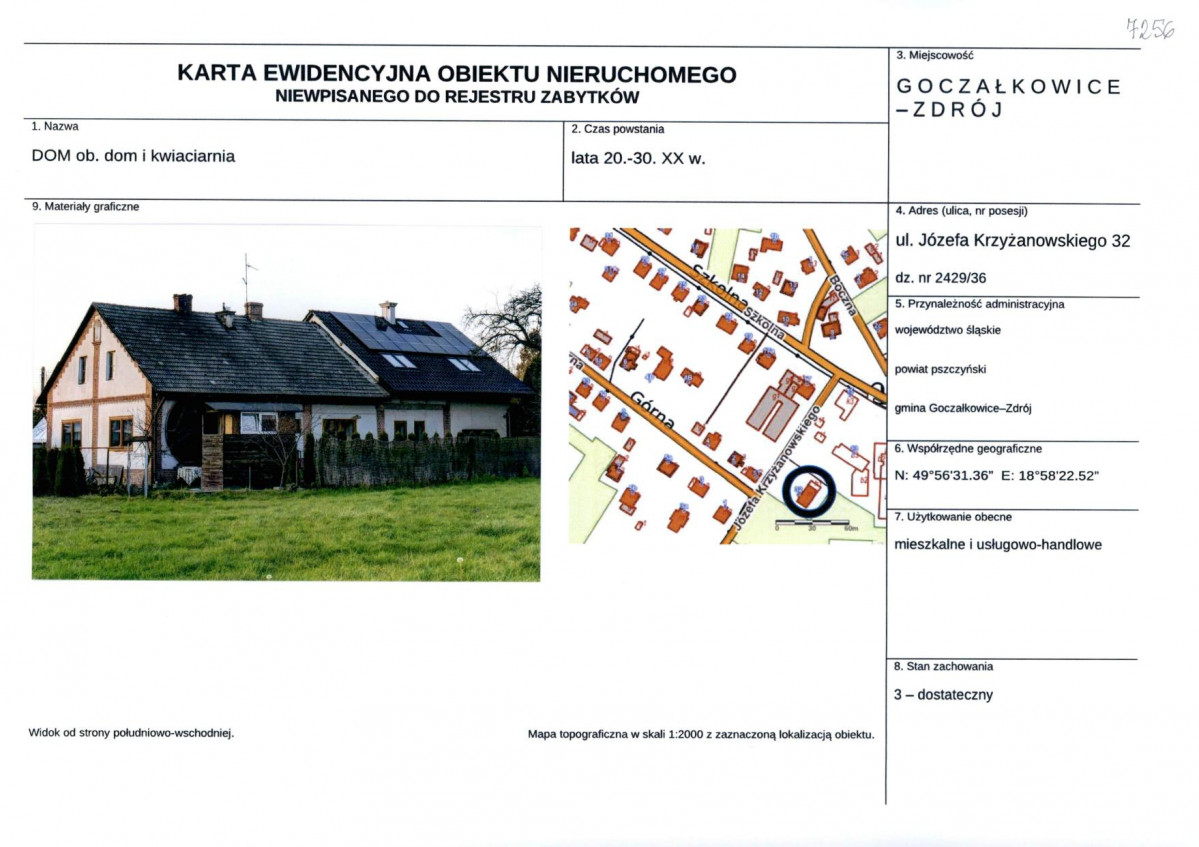 KEZN - Karta obiektu niewpisanego do rejestru, skan nr 1