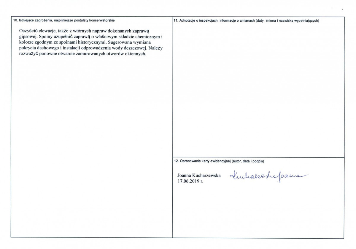 Karta obiektu niewpisanego do rejestru, skan nr 2