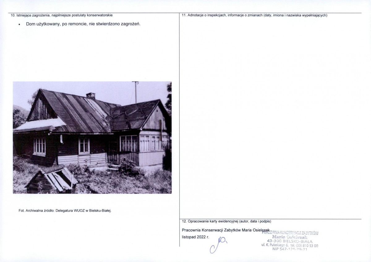 Karta obiektu niewpisanego do rejestru, skan nr 2
