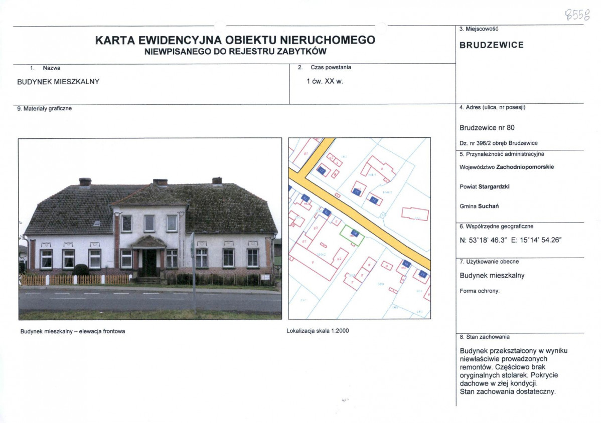 Karta obiektu niewpisanego do rejestru, skan nr 1