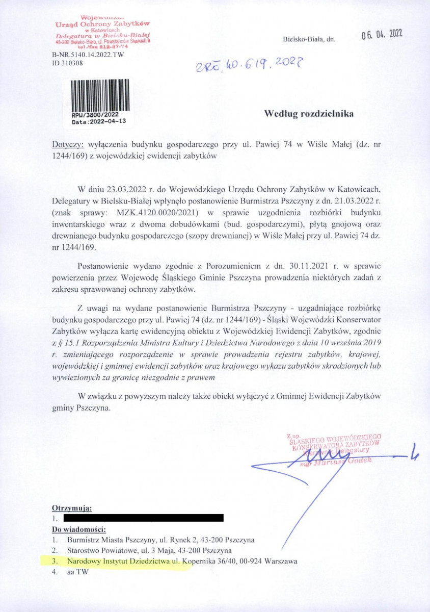 wyl - Wyłączenie z ewidencji, skan nr 1