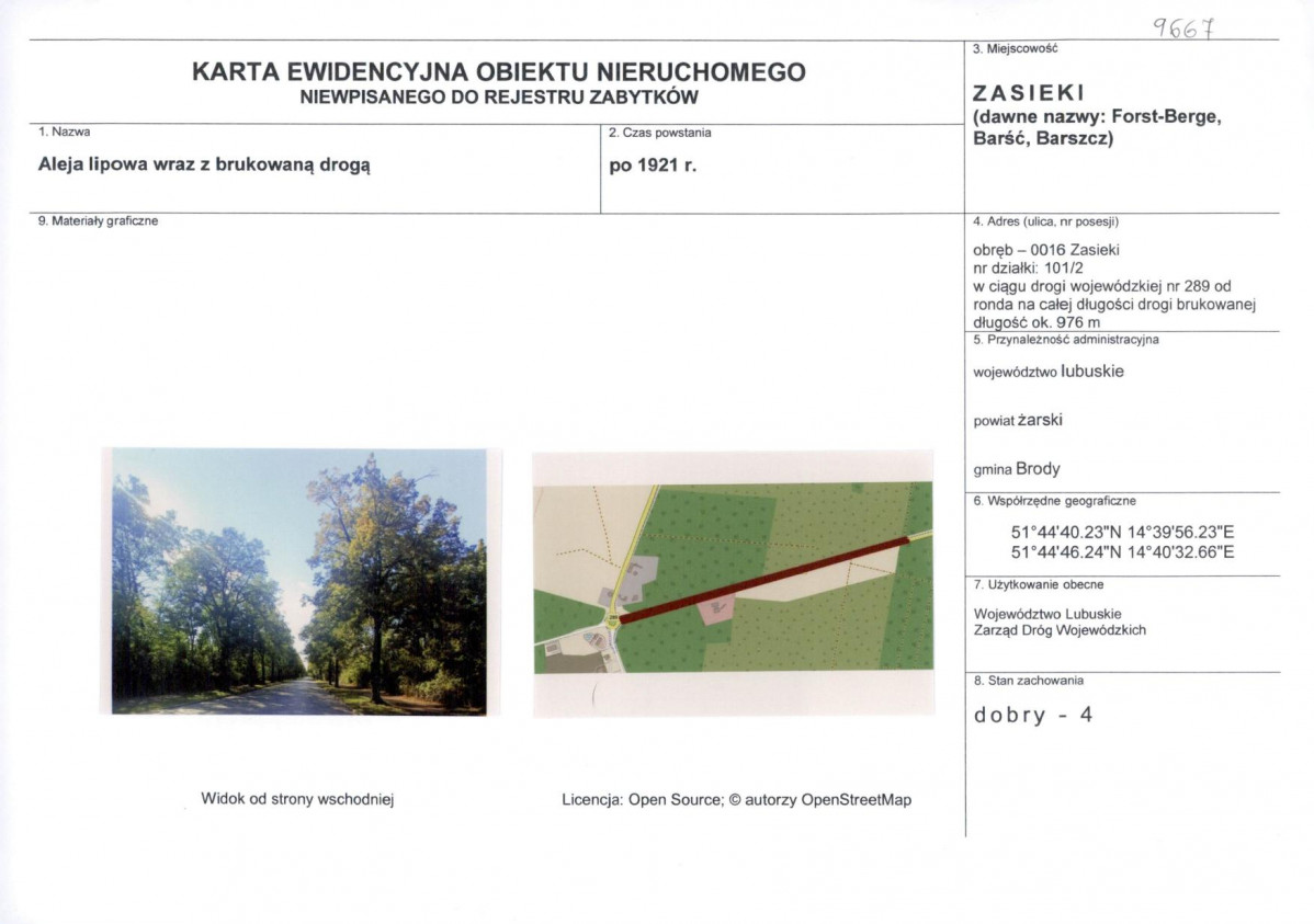 Karta obiektu niewpisanego do rejestru, skan nr 1