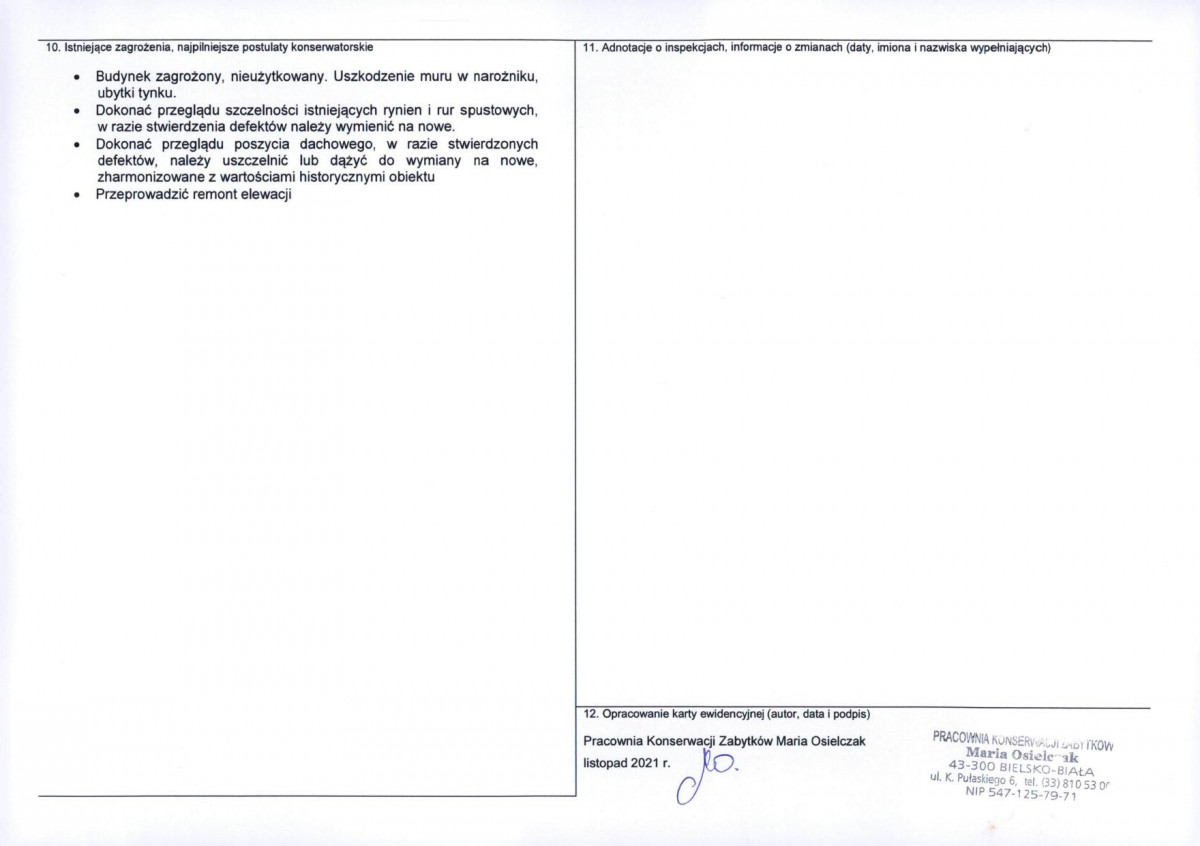 Karta obiektu niewpisanego do rejestru, skan nr 2