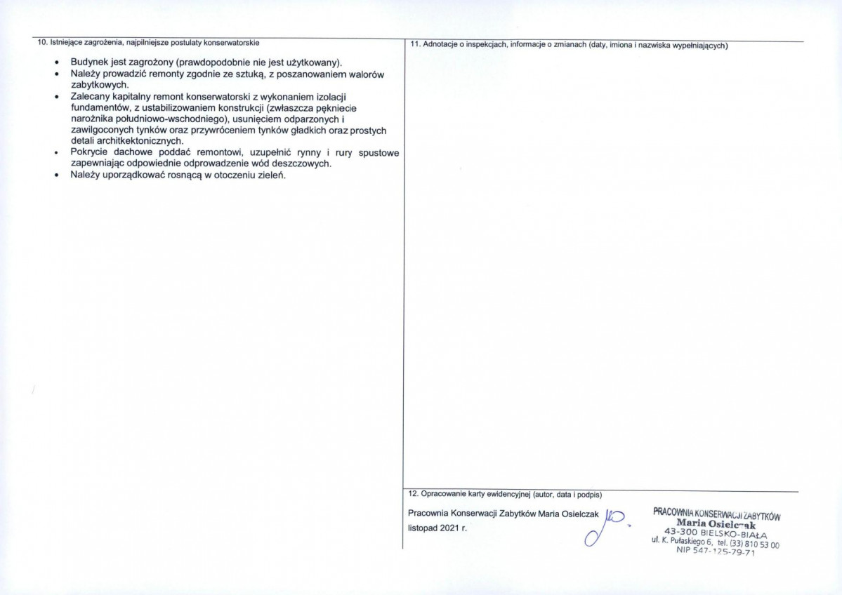Karta obiektu niewpisanego do rejestru, skan nr 2