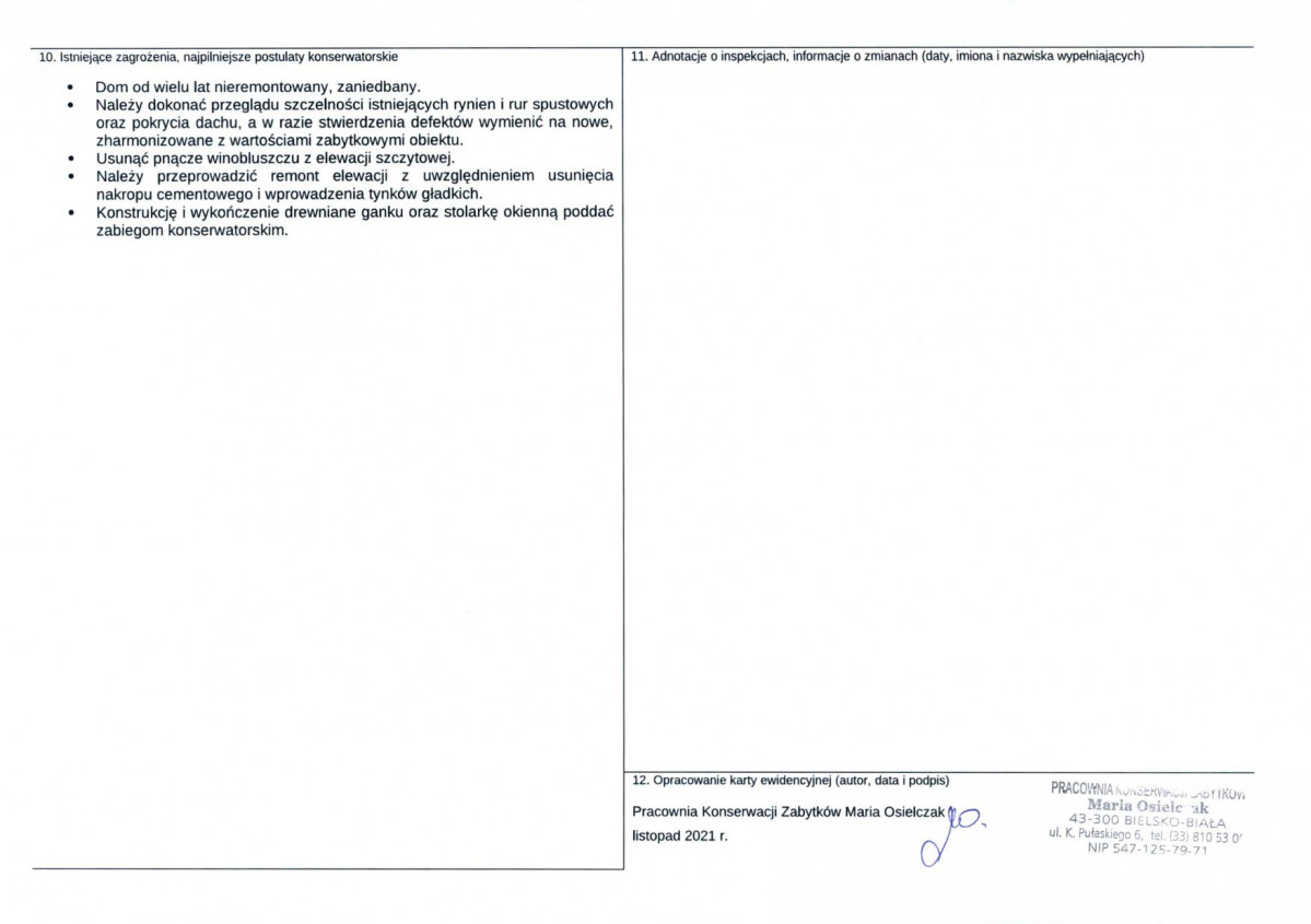 Karta obiektu niewpisanego do rejestru, skan nr 2