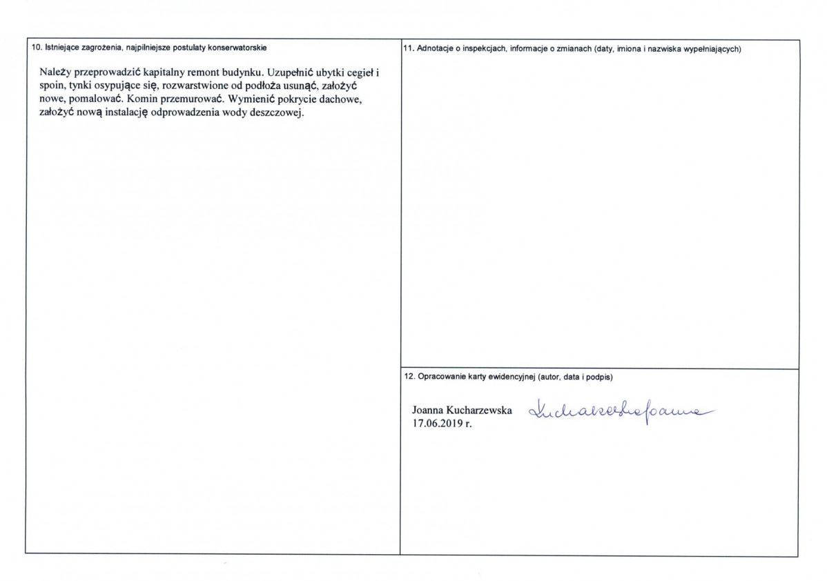 Karta obiektu niewpisanego do rejestru, skan nr 2