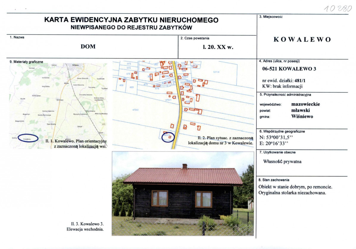 Karta obiektu niewpisanego do rejestru, skan nr 1