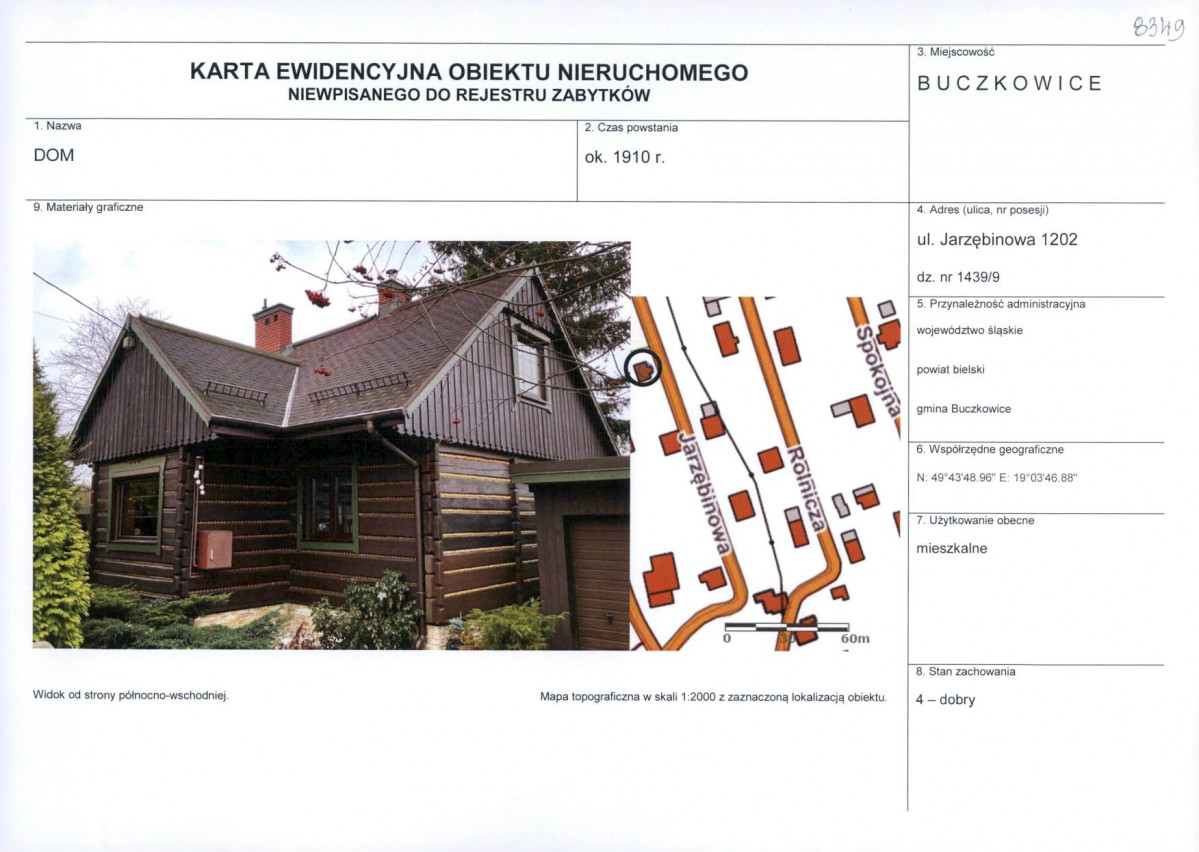 Karta obiektu niewpisanego do rejestru, skan nr 1