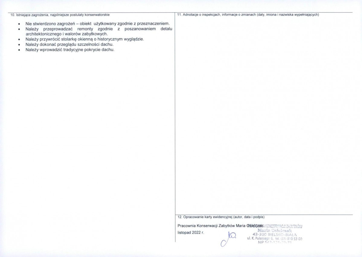 Karta obiektu niewpisanego do rejestru, skan nr 2
