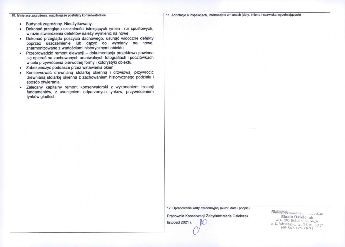 Karta obiektu niewpisanego do rejestru, skan nr 2