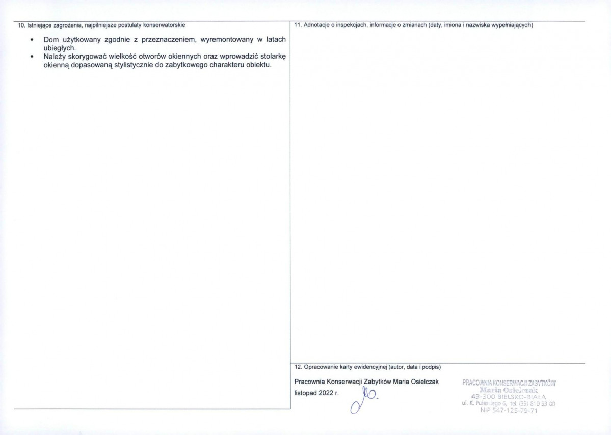 Karta obiektu niewpisanego do rejestru, skan nr 2