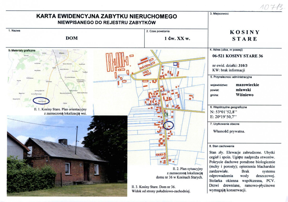 KEZN - Karta obiektu niewpisanego do rejestru, skan nr 1