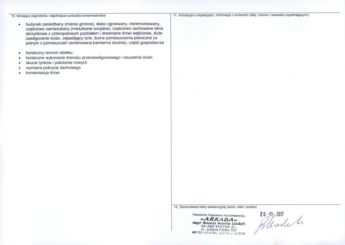 Karta obiektu niewpisanego do rejestru, skan nr 2