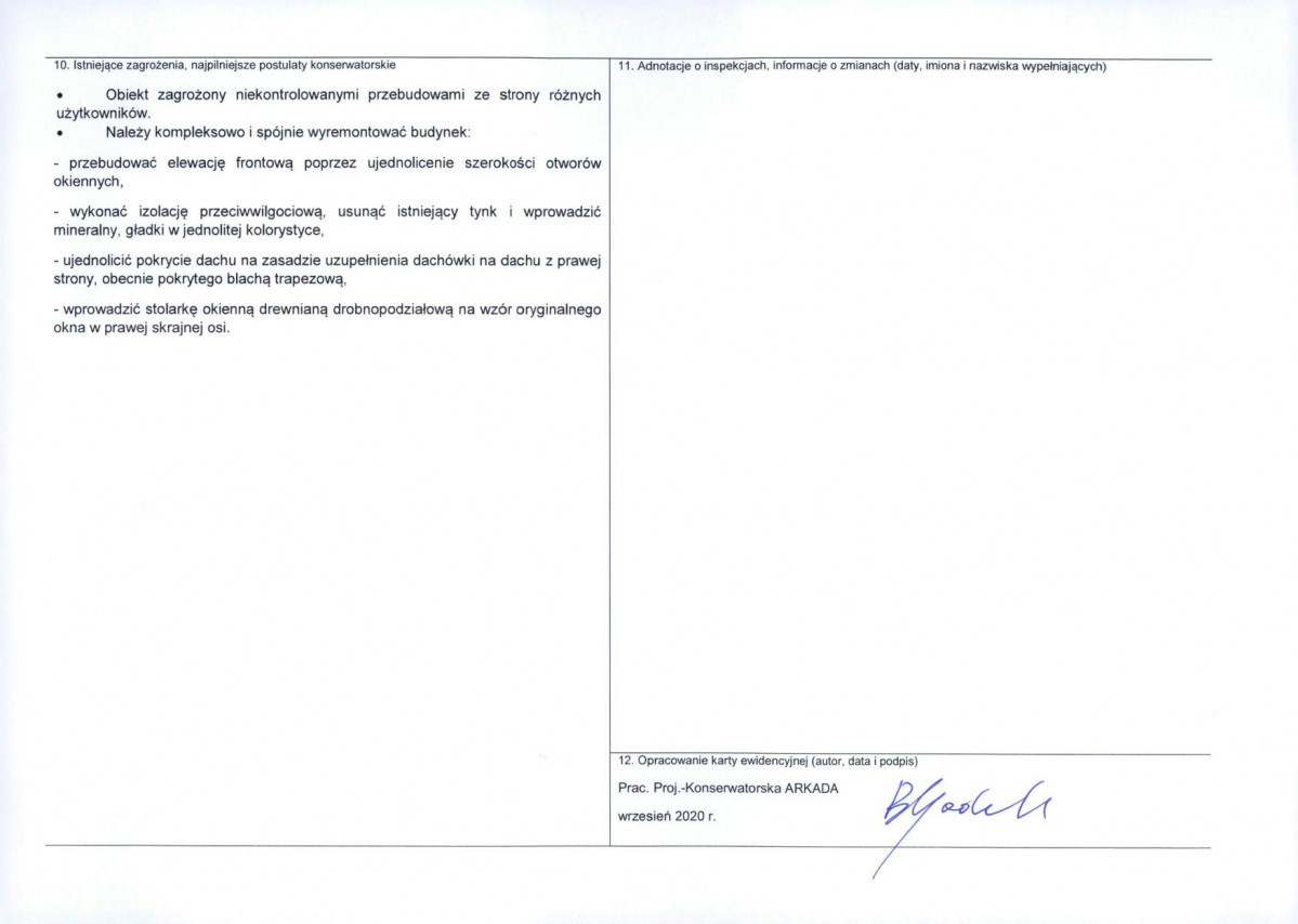 Karta obiektu niewpisanego do rejestru, skan nr 2