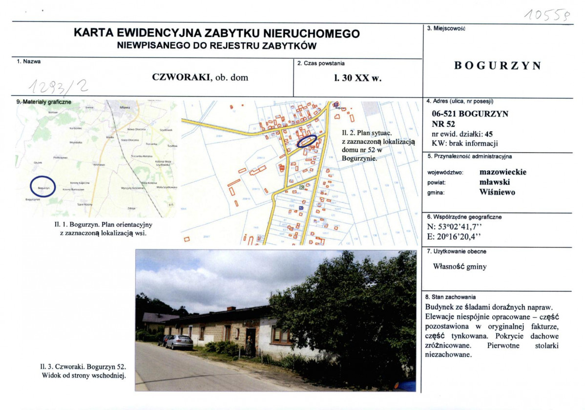 Karta obiektu niewpisanego do rejestru, skan nr 1