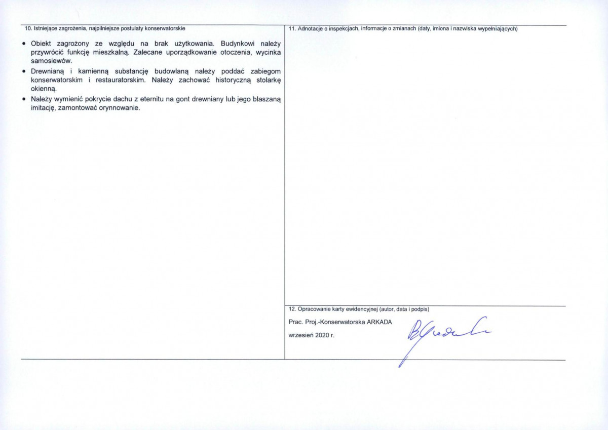 Karta obiektu niewpisanego do rejestru, skan nr 2