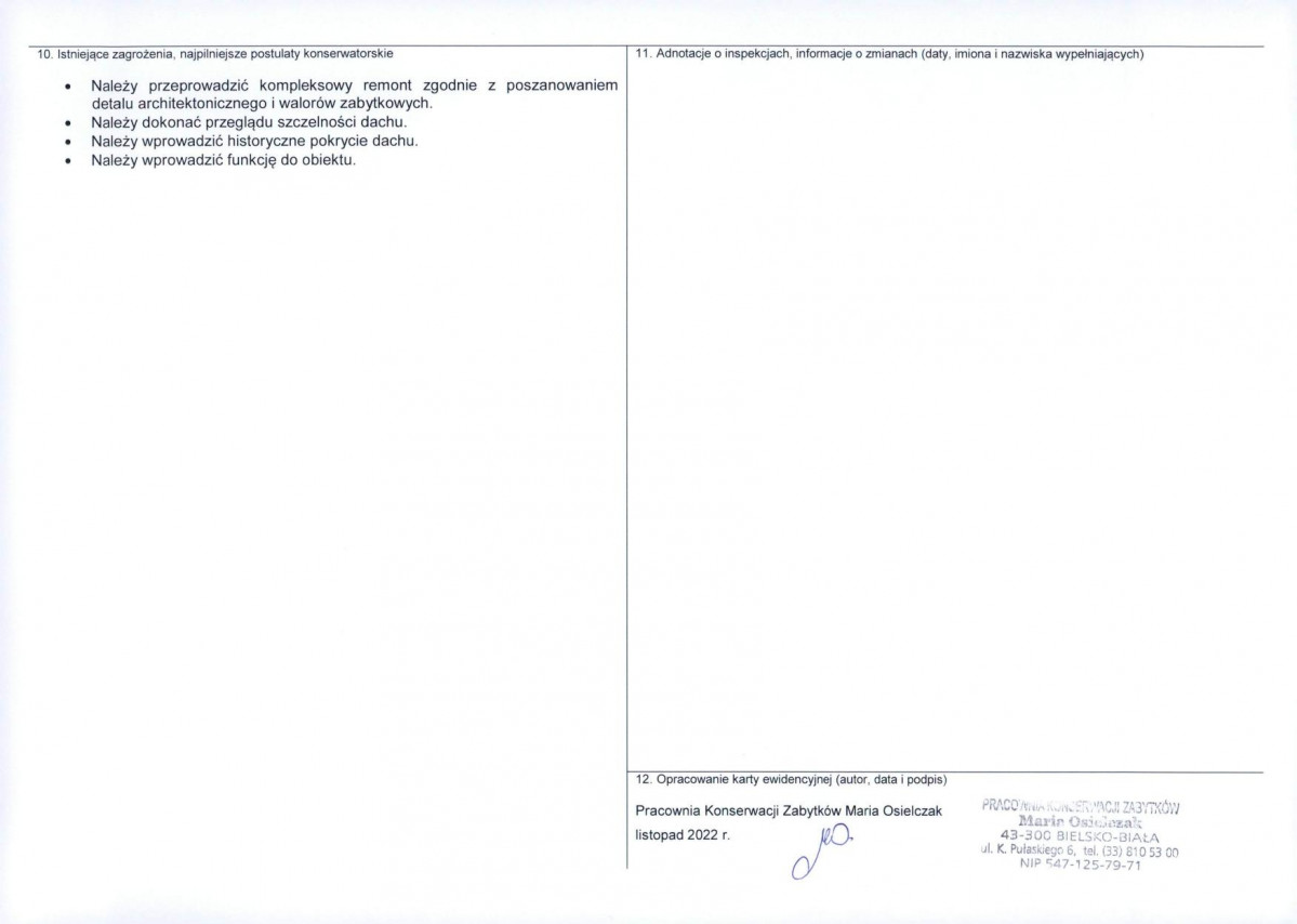 KEZN - Karta obiektu niewpisanego do rejestru, skan nr 2