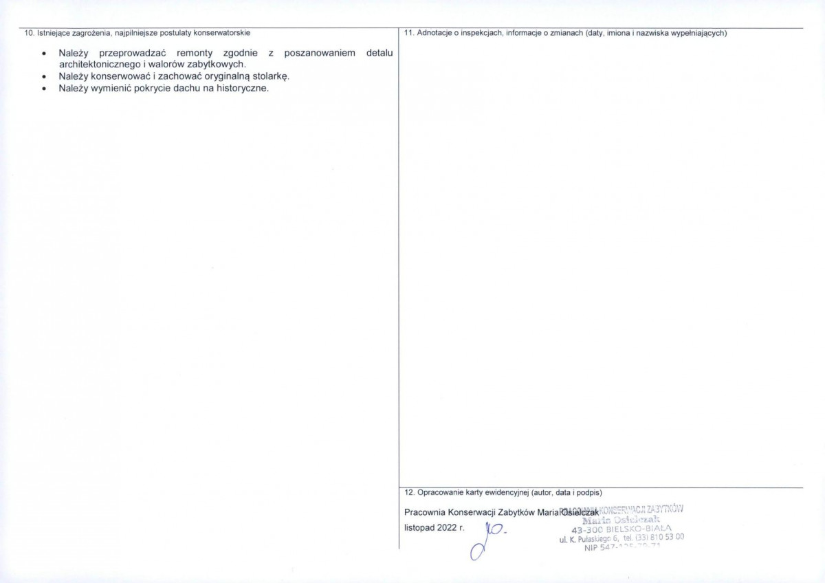 KEZN - Karta obiektu niewpisanego do rejestru, skan nr 2