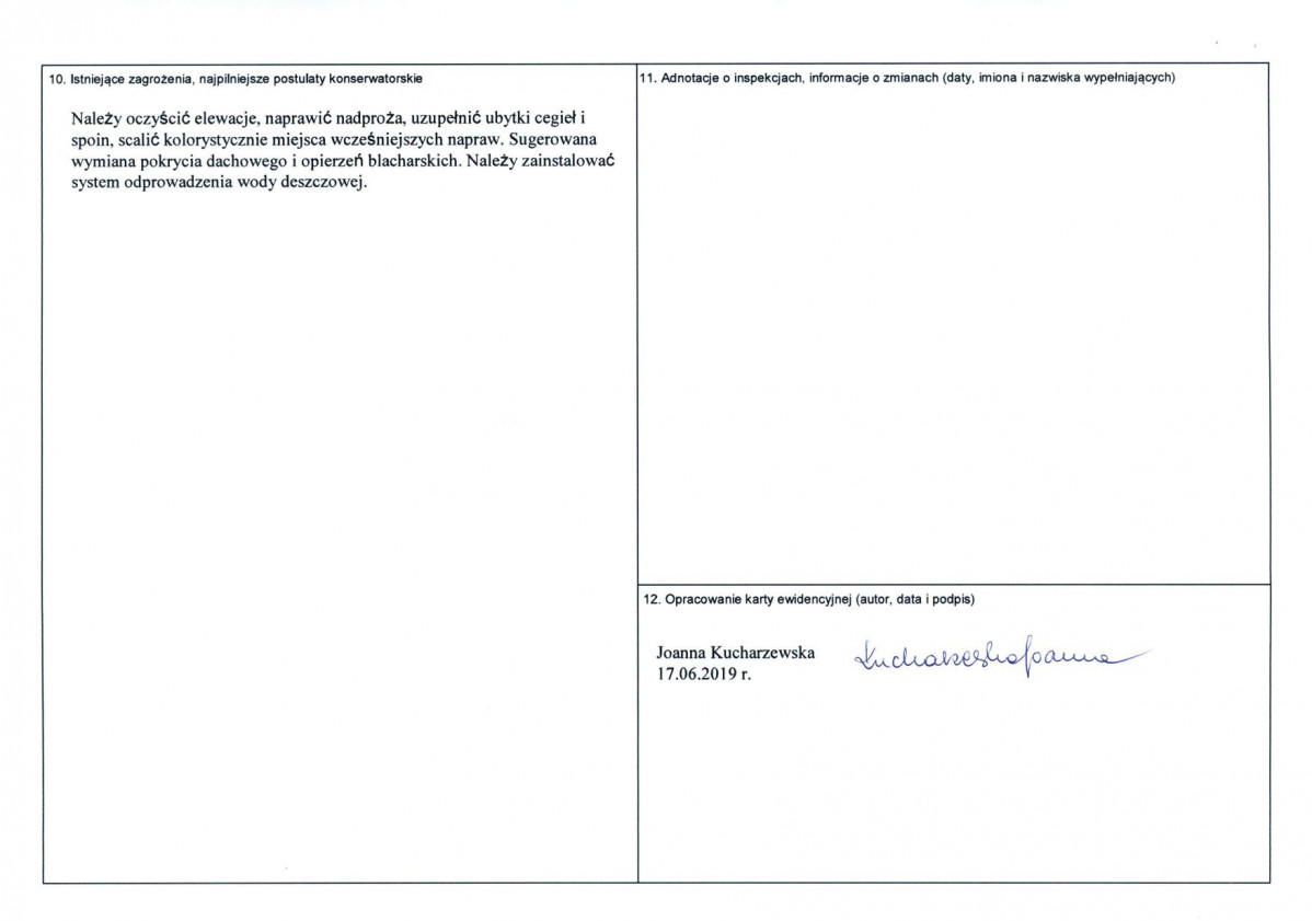 Karta obiektu niewpisanego do rejestru, skan nr 2