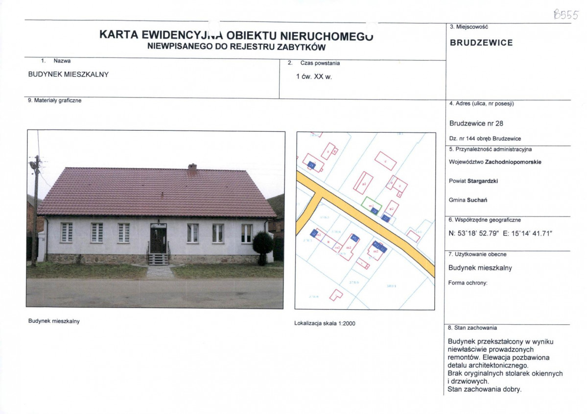Karta obiektu niewpisanego do rejestru, skan nr 1