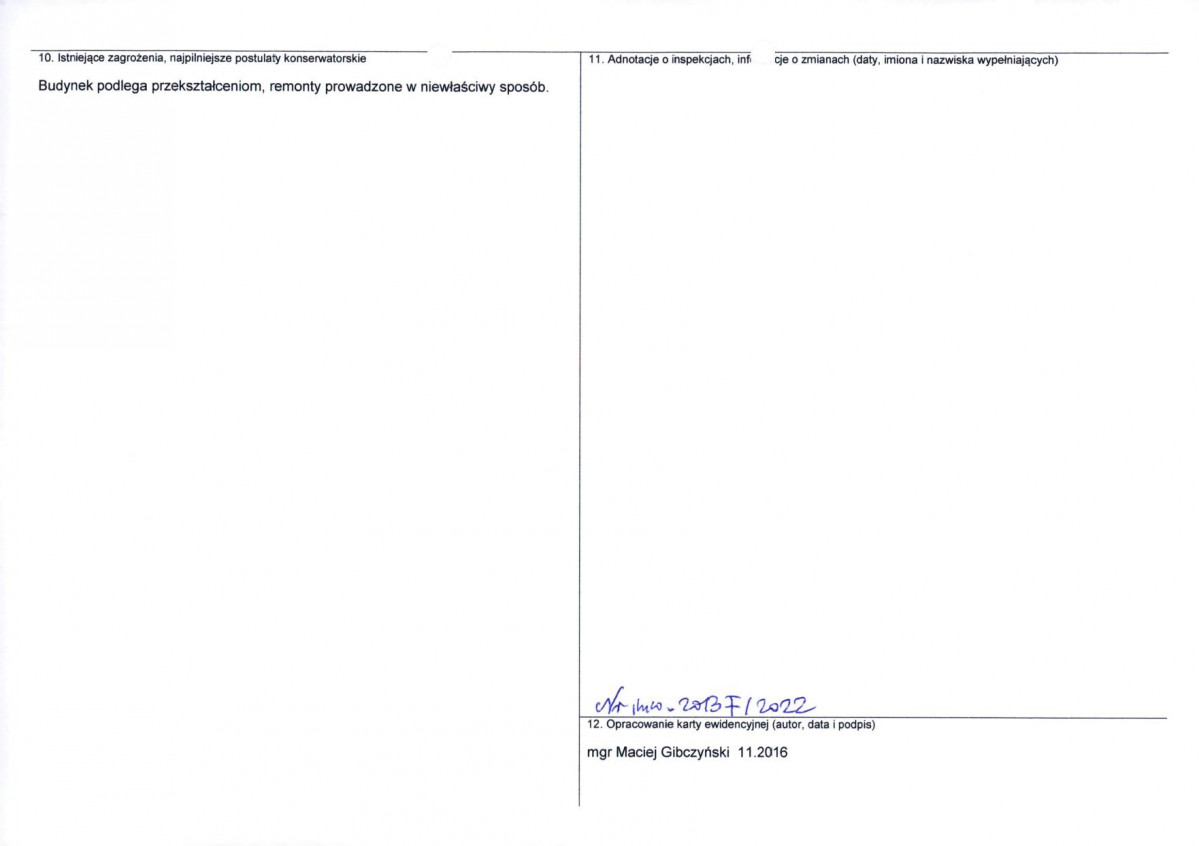 Karta obiektu niewpisanego do rejestru, skan nr 2