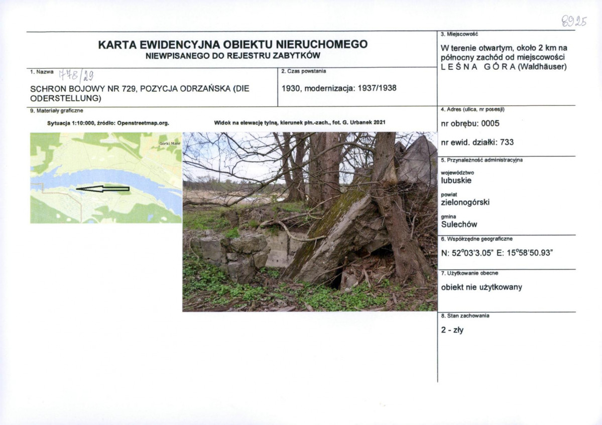 Karta obiektu niewpisanego do rejestru, skan nr 1