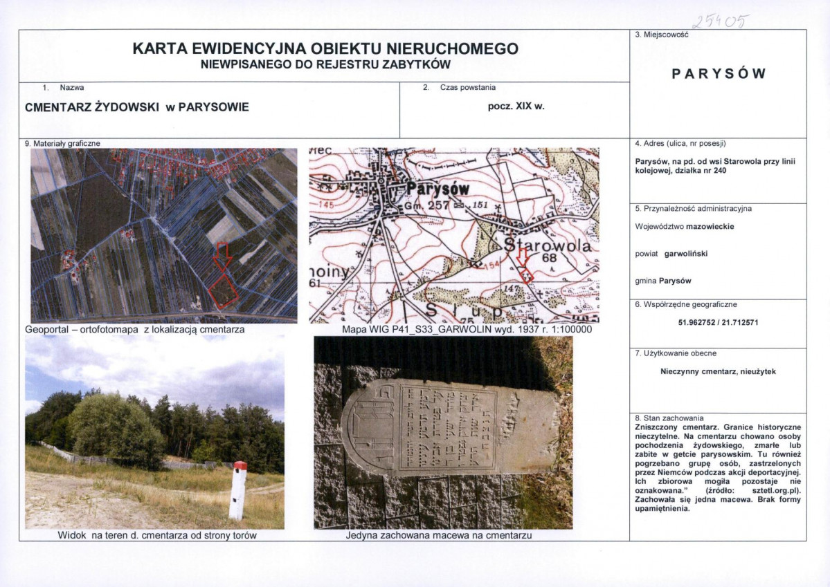 Karta obiektu niewpisanego do rejestru, skan nr 1