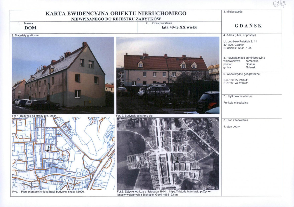 Karta obiektu niewpisanego do rejestru, skan nr 1